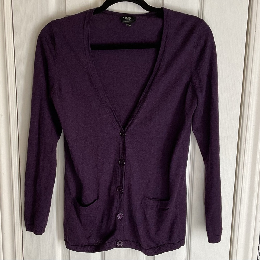 Talbots,Women's Cardigan, merino wool,size S petite,office,essential,basics